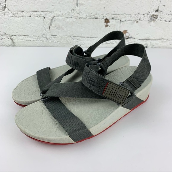 Fitflop Grey Surfa Cross Ankle Heel Strap Sandals 7 - Picture 2 of 13
